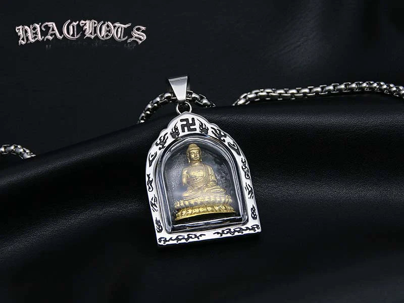 good luck  Buddhist Greco-Buddhist pocket travel efficacious Buddha Bless Talisman Titanium steel Pendant Amulet