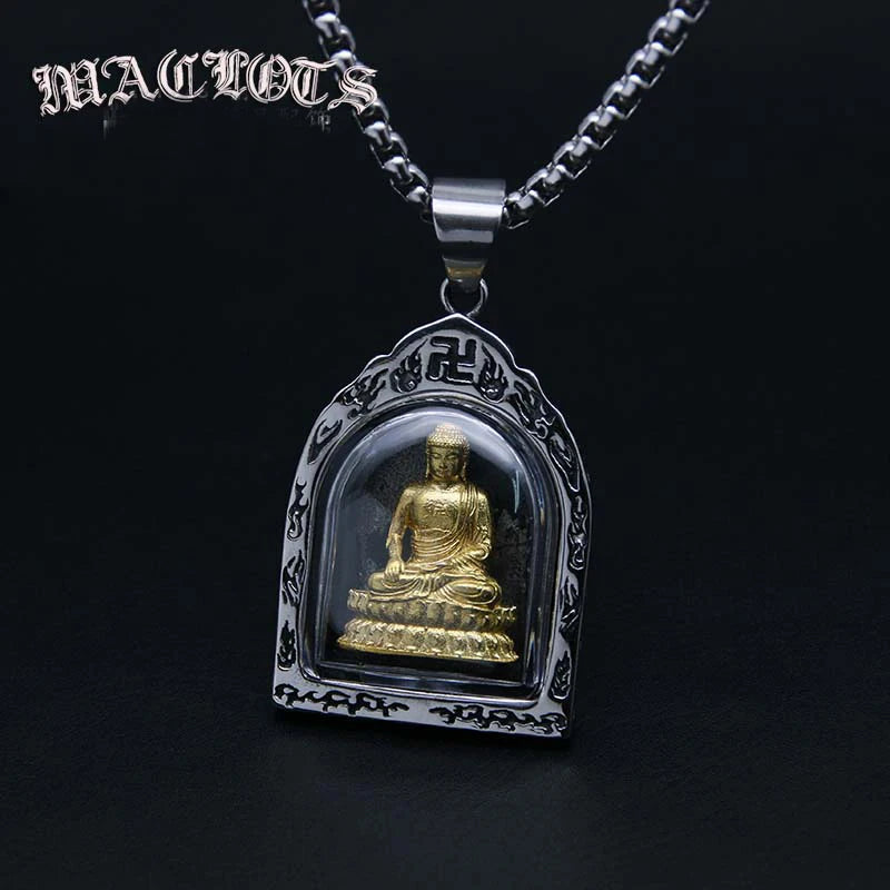 good luck  Buddhist Greco-Buddhist pocket travel efficacious Buddha Bless Talisman Titanium steel Pendant Amulet