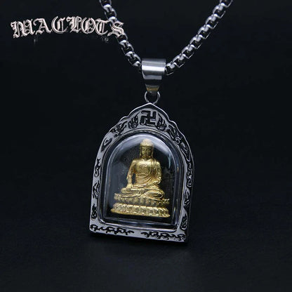good luck  Buddhist Greco-Buddhist pocket travel efficacious Buddha Bless Talisman Titanium steel Pendant Amulet