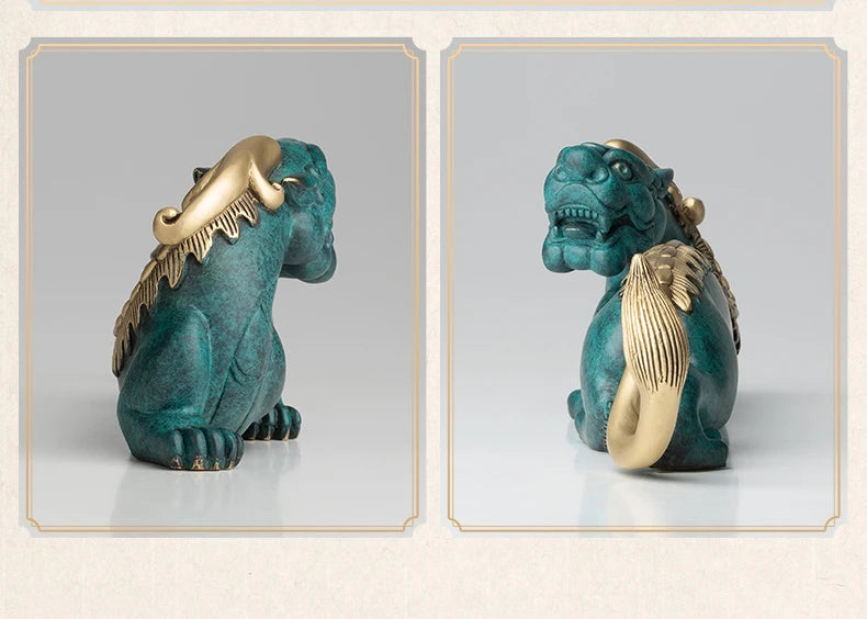 good luck HOME Exorcise evil spirits  Shop business bring wealth money GOOD LUCK brass Royal Dragon PI XIU statue