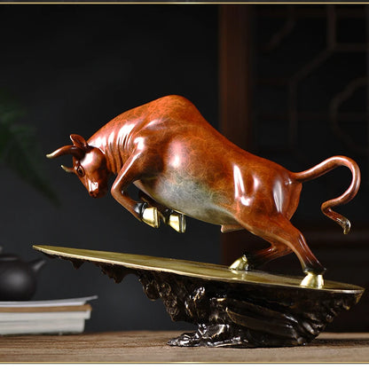 good luck home OFFICE BAR CLUB Business Stock market finance Mascot bring wealth money LUCK bronze BULL Ornament statue