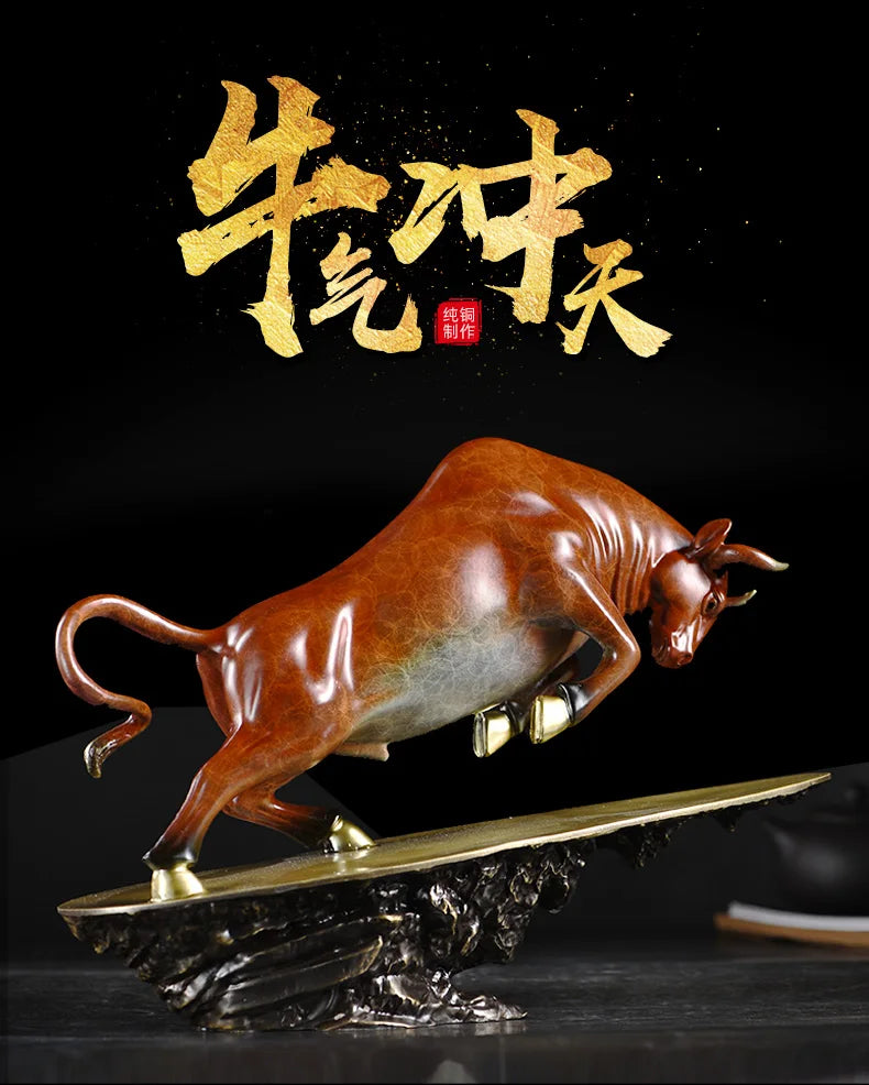 good luck home OFFICE BAR CLUB Business Stock market finance Mascot bring wealth money LUCK bronze BULL Ornament statue