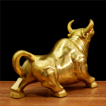 good luck home shop stock Bull Market business bring wealth and fortune GOOD LUCK Charging Bull Brass Sculpture talisman