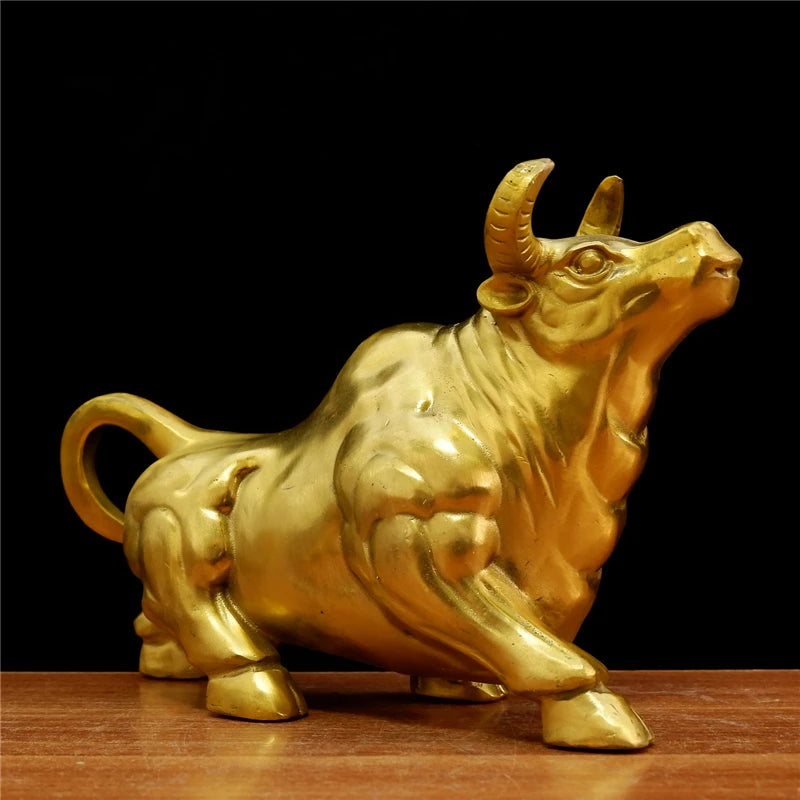 good luck home shop stock Bull Market business bring wealth and fortune GOOD LUCK Charging Bull Brass Sculpture talisman
