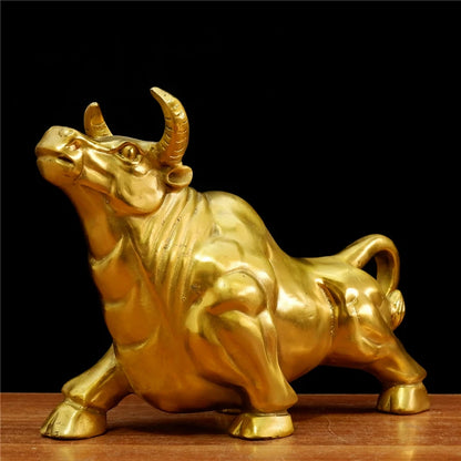 good luck home shop stock Bull Market business bring wealth and fortune GOOD LUCK Charging Bull Brass Sculpture talisman