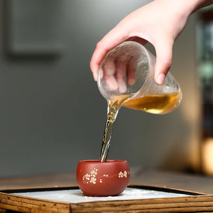 hand carved wintersweet flower tea cup original ore real yixing zisha dahongpao clay marked kungfu plum on sales 65ml one piece