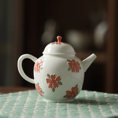hand-painted apricot blossom heap carved small pure and fresh and pure manual single pot set of household utensils