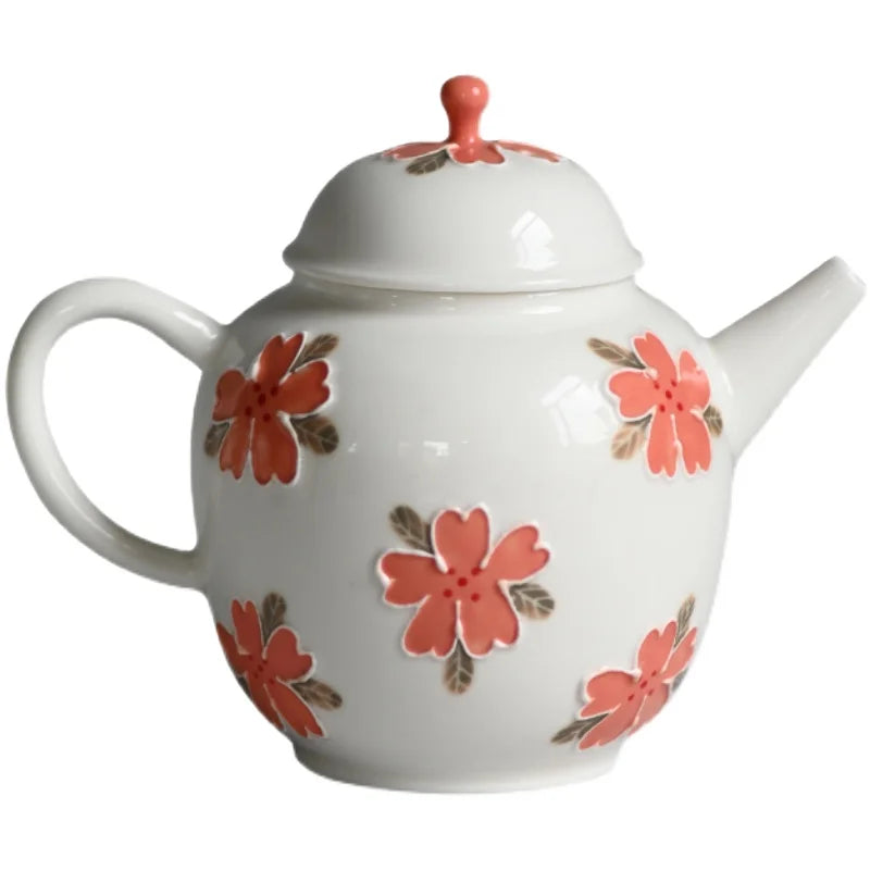 hand-painted apricot blossom heap carved small pure and fresh and pure manual single pot set of household utensils