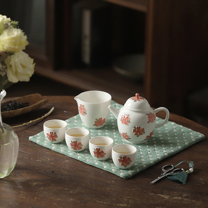 hand-painted apricot blossom heap carved small pure and fresh and pure manual single pot set of household utensils