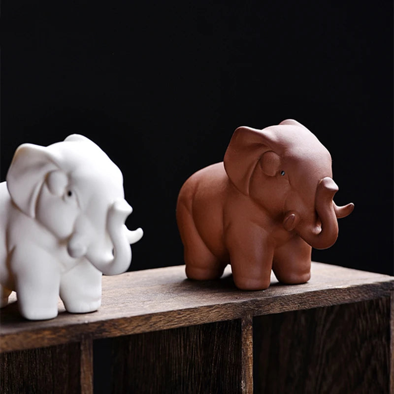 handmade artware porcelain tea pet purple clay table decoration elephant ornament house warming gift tea play small size China