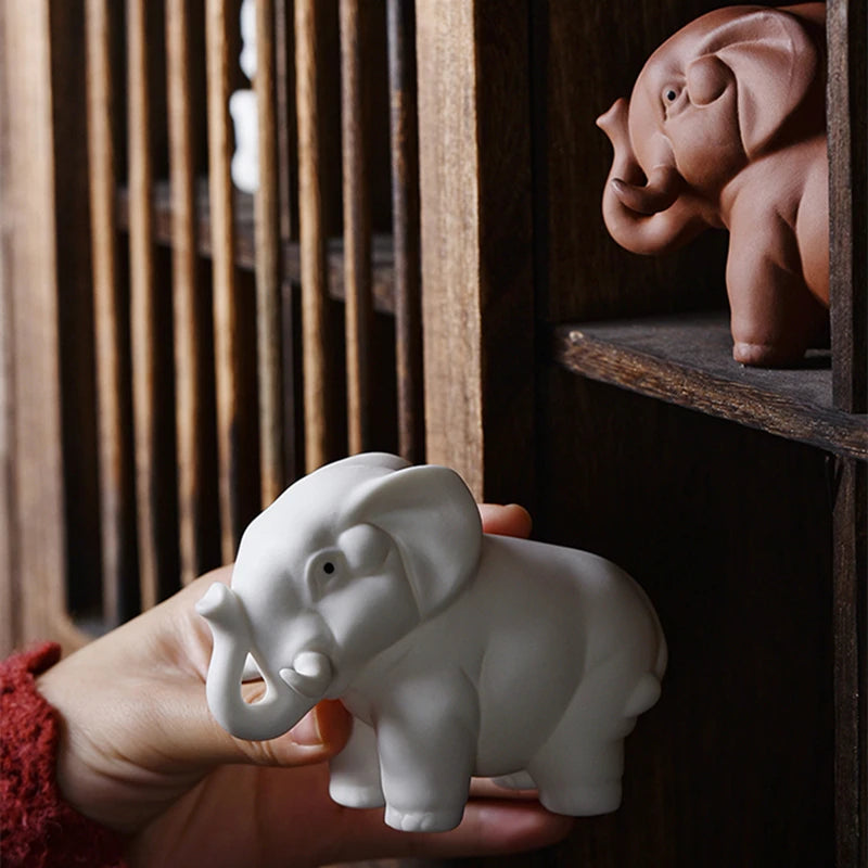 handmade artware porcelain tea pet purple clay table decoration elephant ornament house warming gift tea play small size China