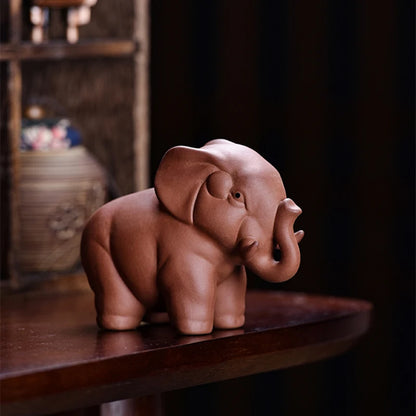 handmade artware porcelain tea pet purple clay table decoration elephant ornament house warming gift tea play small size China