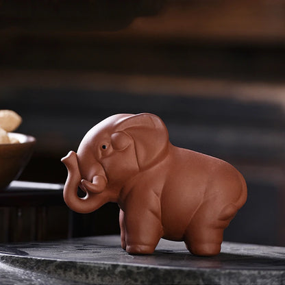 handmade artware porcelain tea pet purple clay table decoration elephant ornament house warming gift tea play small size China