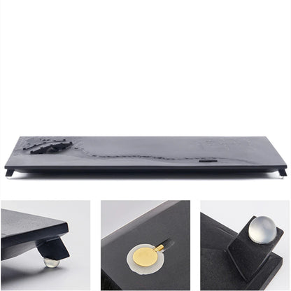 handmade carved weighted black stone tea tray engraved bridge boat serving trays for tea set table with feet water draining new
