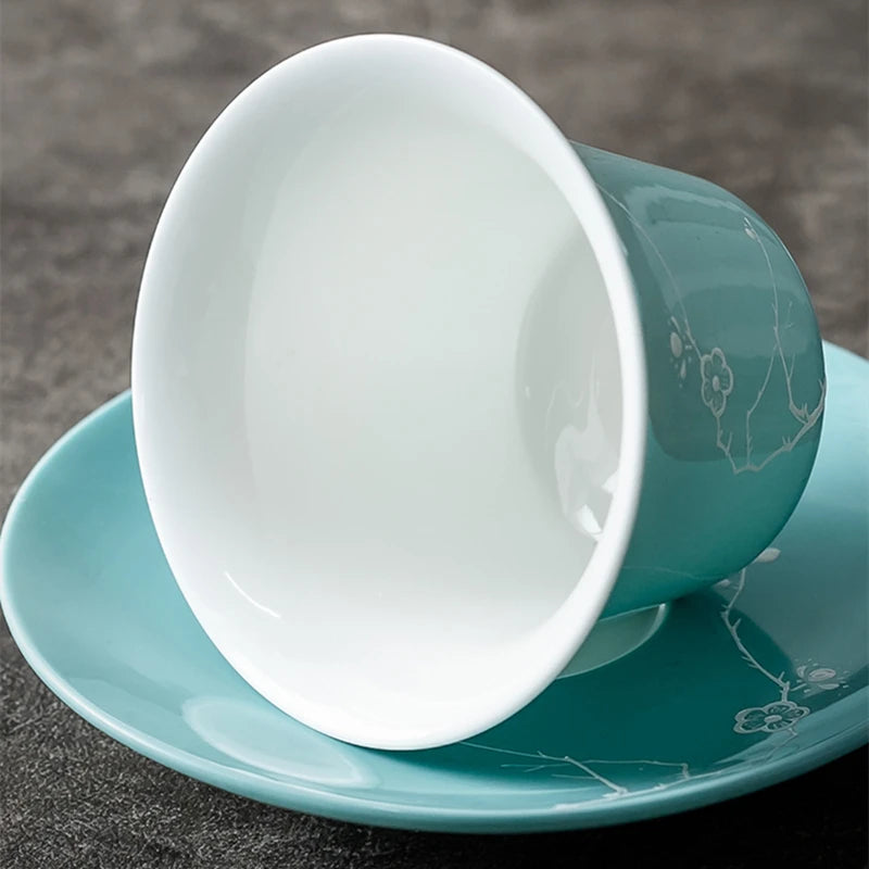 handmade craft porcelain gaiwan cup saucer coaster lid Chinese tureen tea brewer covered bowl couple gift on sales
