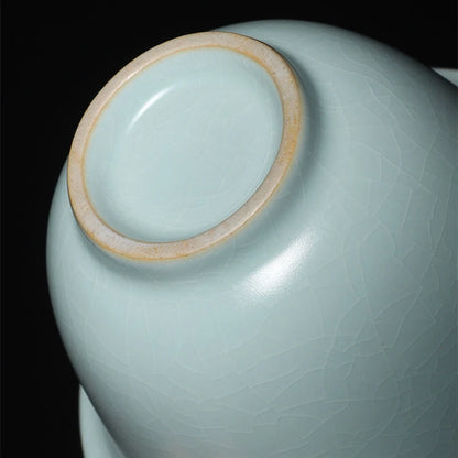 handmade floral carved relief ruyao craft crackle glaze gaiwan porcelain tureen Tianqing covered bowl cup saucer lid in China