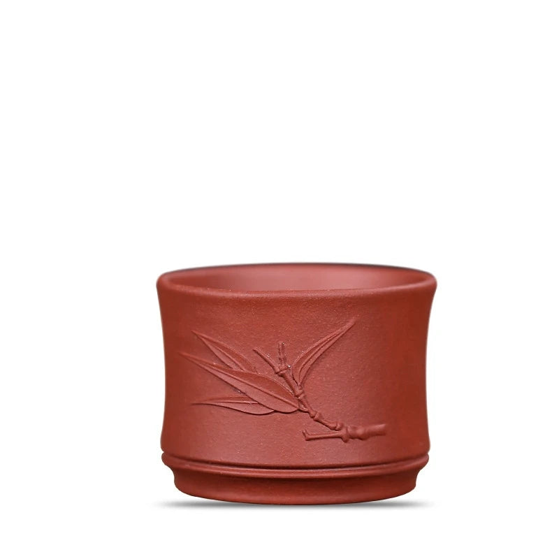 handmade tea cup bamboo carved relief master cup real yixing zisha purple clay kungfu style 65ml health care one piece on sales