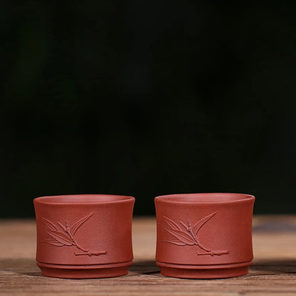 handmade tea cup bamboo carved relief master cup real yixing zisha purple clay kungfu style 65ml health care one piece on sales