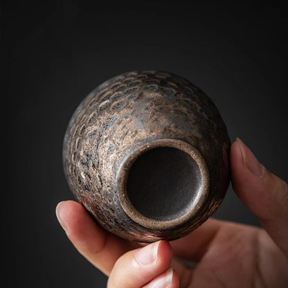 handmade tea cup crude pottery antique style Chinese kungfu master cups 65ml ceramic chabei on sales