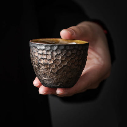 handmade tea cup crude pottery antique style Chinese kungfu master cups 65ml ceramic chabei on sales