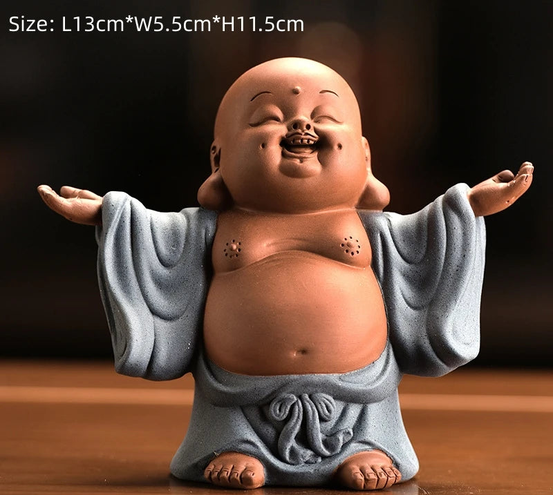 handmade tea pet table decoration yixing zisha purple clay tea play Buddha statue small size artware on sales free shipping new