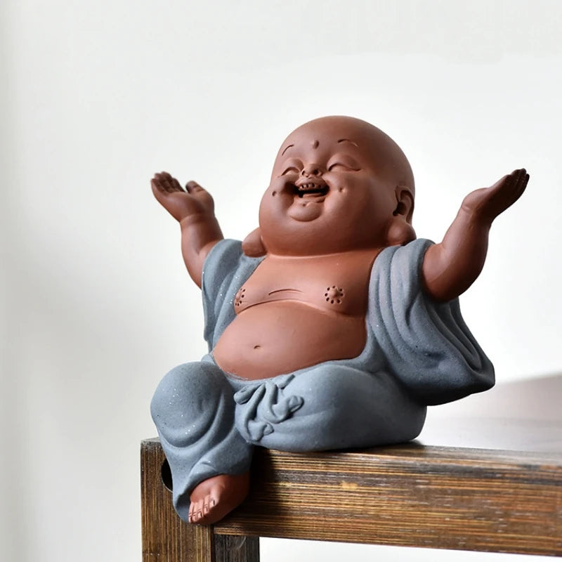handmade tea pet table decoration yixing zisha purple clay tea play Buddha statue small size artware on sales free shipping new
