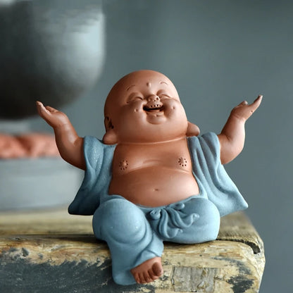 handmade tea pet table decoration yixing zisha purple clay tea play Buddha statue small size artware on sales free shipping new