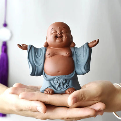 handmade tea pet table decoration yixing zisha purple clay tea play Buddha statue small size artware on sales free shipping new
