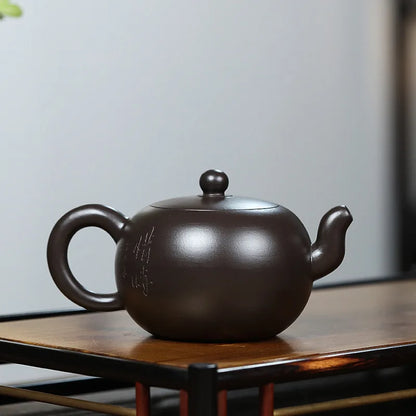 handmade tea pot beauty carved master kungfu pot with ball shaped infuser holes marked original ore yixing zisha black zhu clay