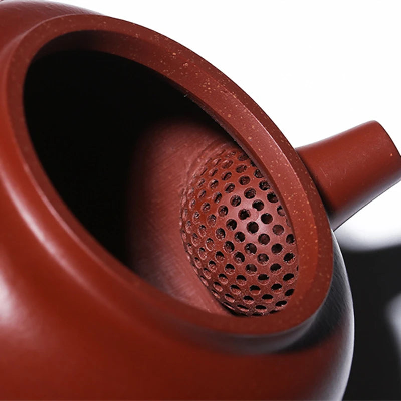 handmade tea pot lotus root carved engraved lotus pot ball shaped infuser holes marked real yixing zisha dahongpao clay teapots