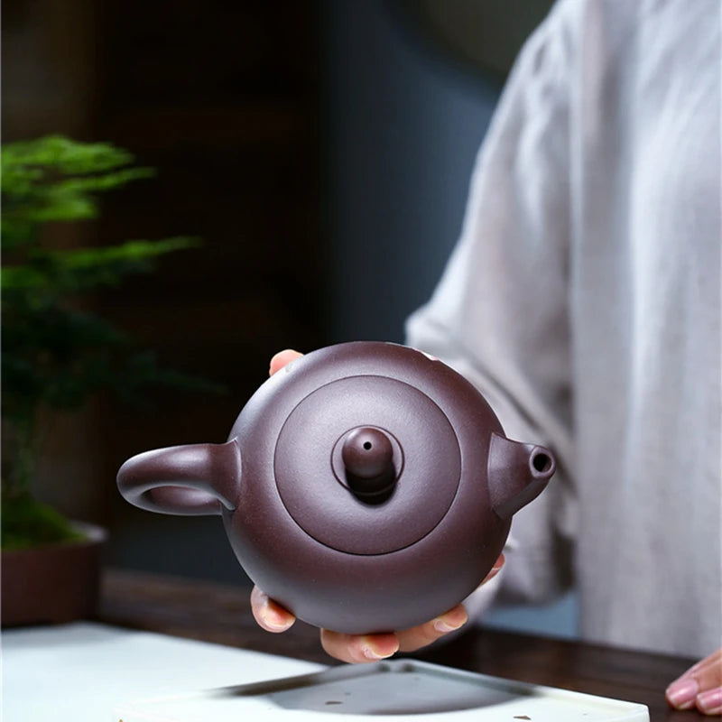 handmade tea pot marked original ore purple grit Chinese kungfu pot on sales 350ml big mouth real yixing zisha master pot lotus
