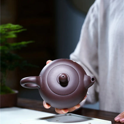 handmade tea pot marked original ore purple grit Chinese kungfu pot on sales 350ml big mouth real yixing zisha master pot lotus