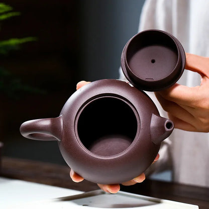 handmade tea pot marked original ore purple grit Chinese kungfu pot on sales 350ml big mouth real yixing zisha master pot lotus