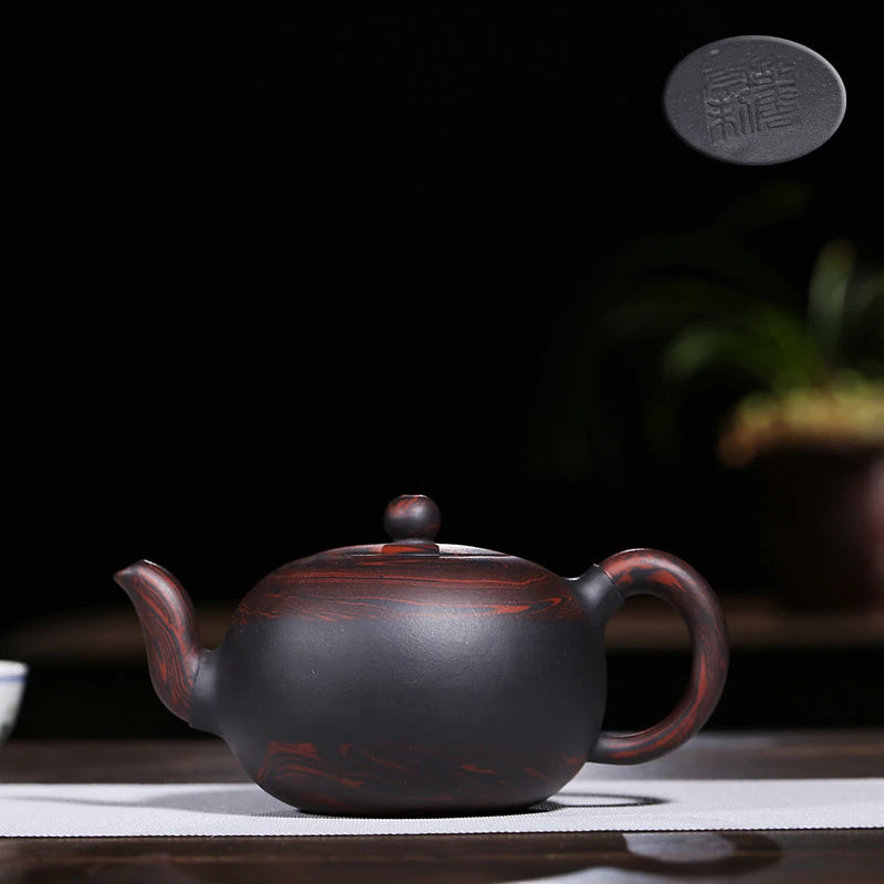 handmade tea pot marked real yixing zisha purple grit antique style kungfu pot authentic original ore big 390ml on big sales
