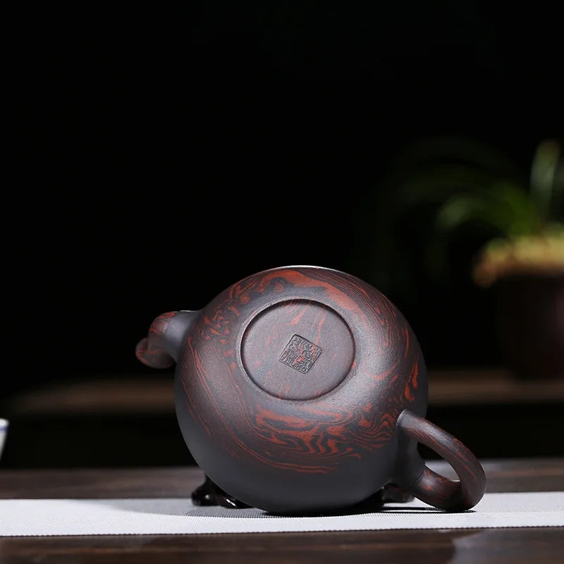 handmade tea pot marked real yixing zisha purple grit antique style kungfu pot authentic original ore big 390ml on big sales
