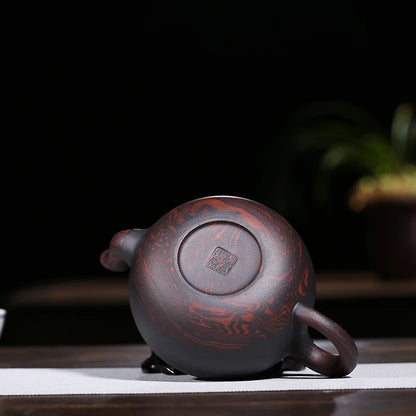 handmade tea pot marked real yixing zisha purple grit antique style kungfu pot authentic original ore big 390ml on big sales