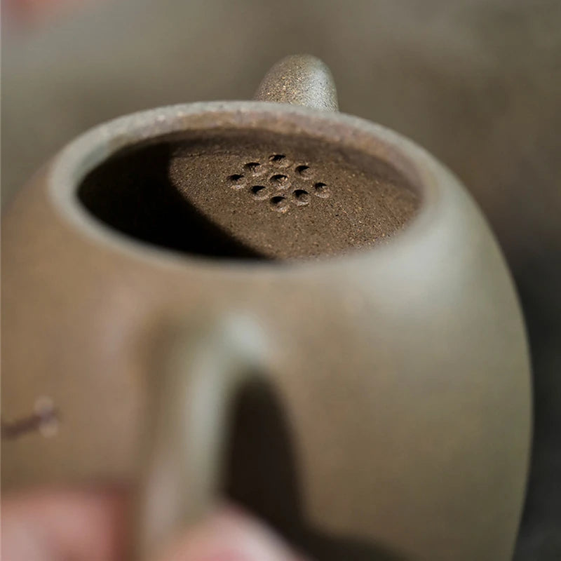 handmade tea pot on sales bird on branch relief real yixing zisha douqing clay marked true purple grit kungfu pot made in China