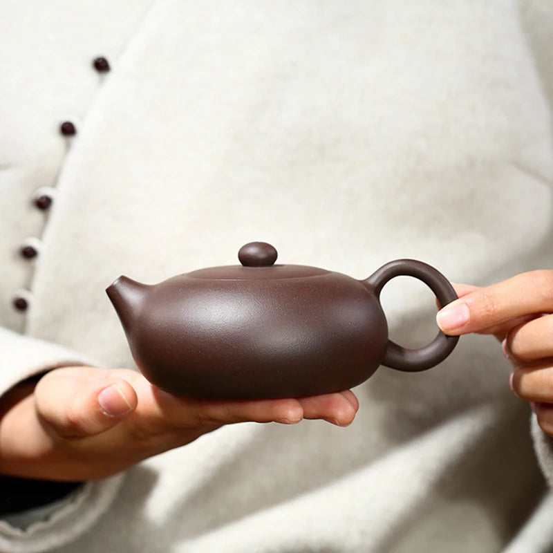 handmade tea pot original ore yixing zisha purple grit marked xishi pot Chinese clay 220ml for Pu'er certificate paper