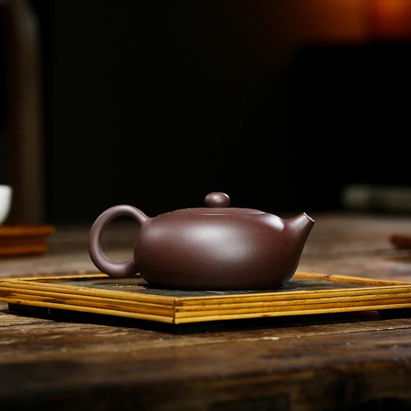 handmade tea pot original ore yixing zisha purple grit marked xishi pot Chinese clay 220ml for Pu'er certificate paper