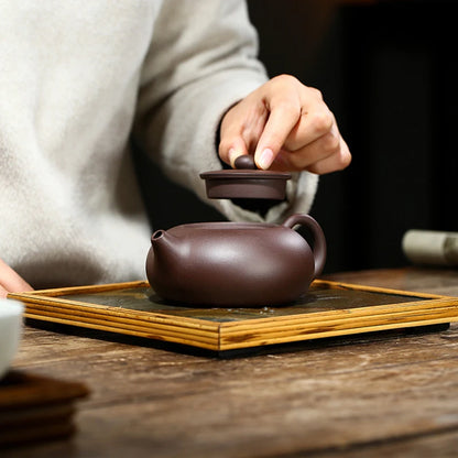 handmade tea pot original ore yixing zisha purple grit marked xishi pot Chinese clay 220ml for Pu'er certificate paper