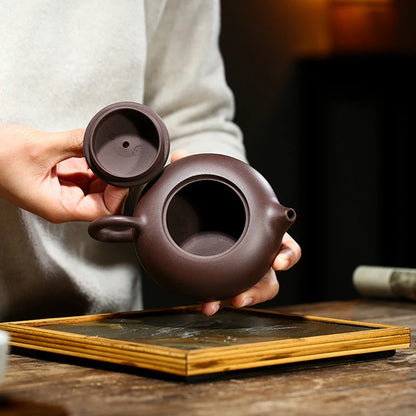handmade tea pot original ore yixing zisha purple grit marked xishi pot Chinese clay 220ml for Pu'er certificate paper