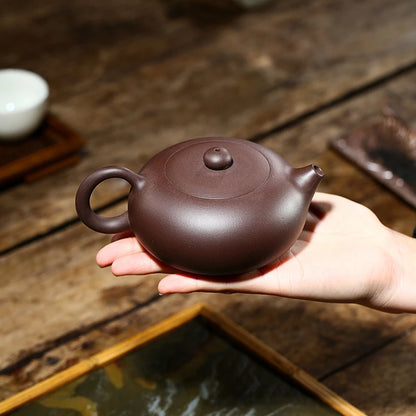handmade tea pot original ore yixing zisha purple grit marked xishi pot Chinese clay 220ml for Pu'er certificate paper