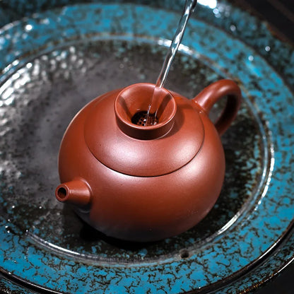 handmade tea pot real yixing zisha dahongpao clay marked pot small original ore ball shaped infuser holes kungfu teapot on sales