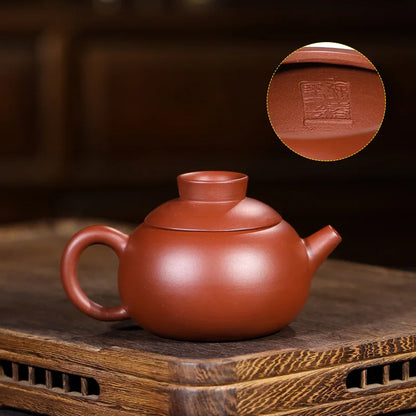 handmade tea pot real yixing zisha dahongpao clay marked pot small original ore ball shaped infuser holes kungfu teapot on sales