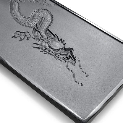 handmade tea tray weighted large table for kungfu tea set black stone dragon hand carved embossed artwork 80*35*3cm