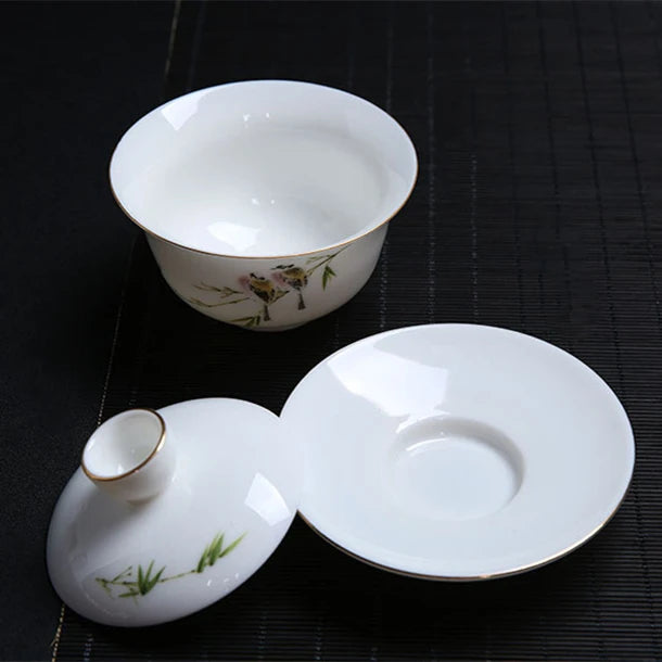handpainted porcelain gaiwan 120ml cup bowl with cover coaster lid ceramic tureen under glaze traditional craft in China new