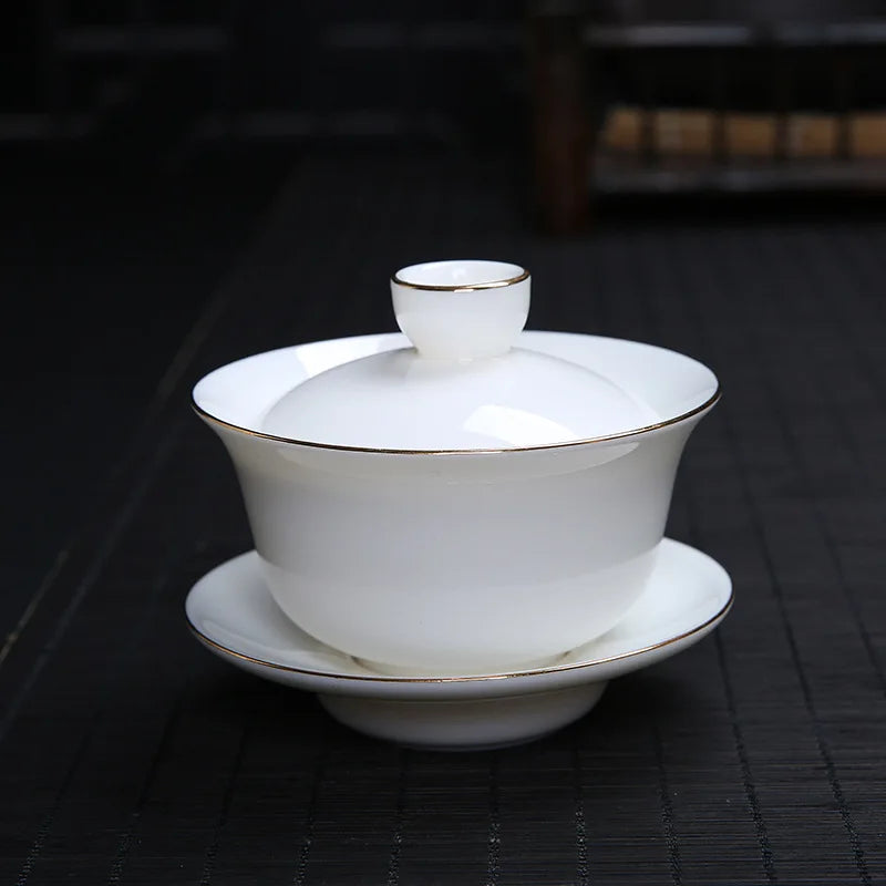 handpainted porcelain gaiwan 120ml cup bowl with cover coaster lid ceramic tureen under glaze traditional craft in China new