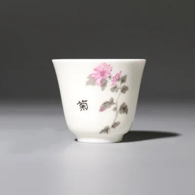 handpainted porcelain tea cup creative wintersweet orchid bamboo Mum flower print Chinese kungfu cup for Pu'er tea chabei new