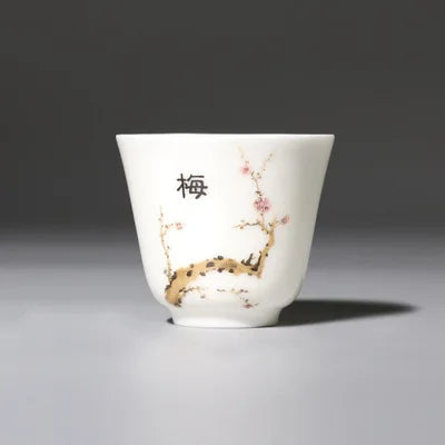handpainted porcelain tea cup creative wintersweet orchid bamboo Mum flower print Chinese kungfu cup for Pu'er tea chabei new