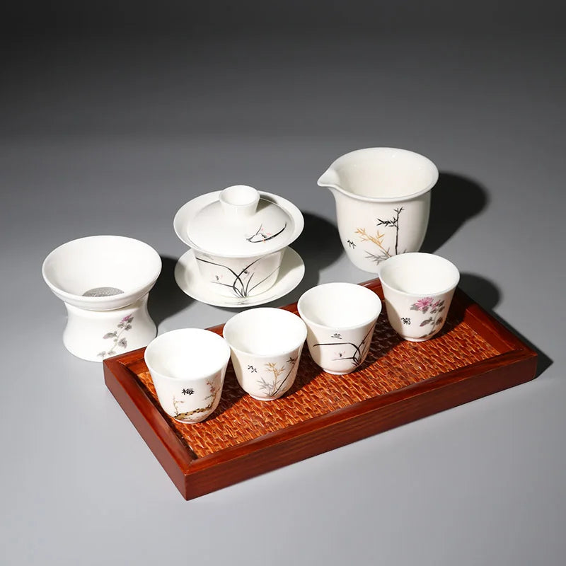 handpainted porcelain tea cup creative wintersweet orchid bamboo Mum flower print Chinese kungfu cup for Pu'er tea chabei new